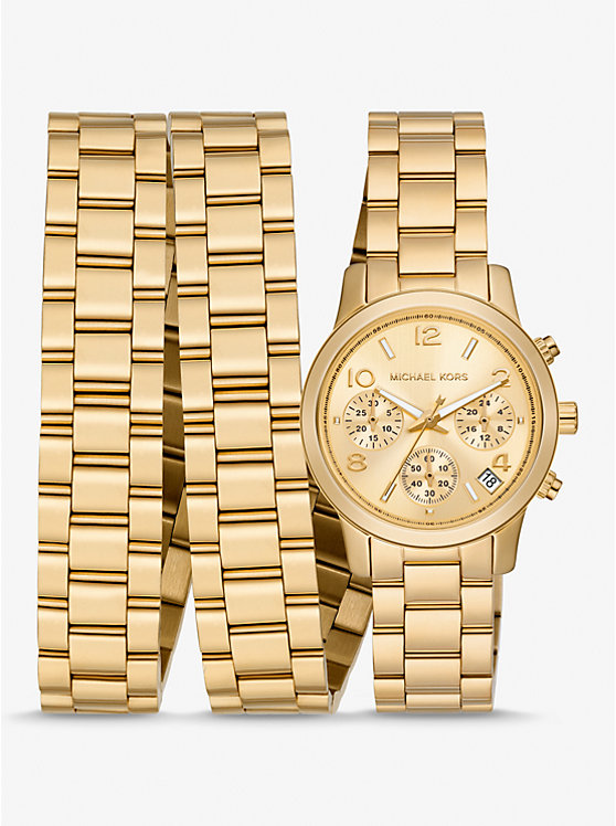 Runway 18K Gold-Plated Stainless Steel Triple Wrap Watch image number 0
