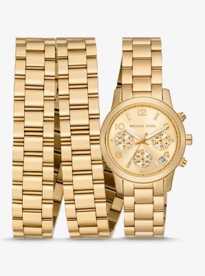 Michael Kors Runway 18k Gold-plated Stainless Steel Triple Wrap Watch
