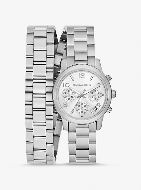 Michael Kors Runway Silver-tone Wrap Watch