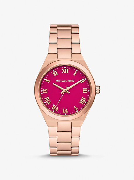 Shop Michael Kors Lennox Rose Gold-tone Watch In Pink