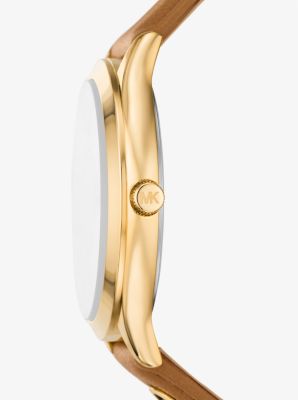 Slim Runway Gold-Tone and Leather Watch