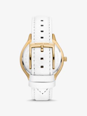 Horloge Slim Runway met leren bandje, goudkleurig image number 2