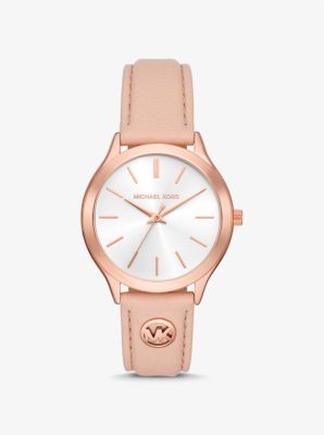 Slim Runway Rose Gold-Tone and Leather Watch image number 0