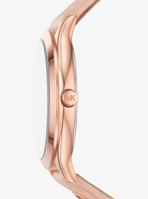 Armbanduhr Slim Runway im Rosé-Goldton mit Lederarmband image number 1