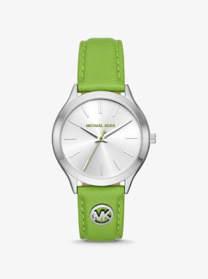 Slim Runway Silver-Tone and Leather Watch | Michael Kors Canada