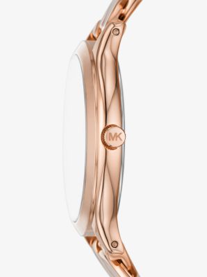 Armbanduhr Slim Runway im Rosé-Goldton mit Panzerkettenarmband image number 1