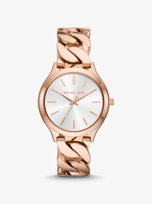 Slim Runway Rose Gold Tone and Leather Watch