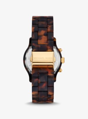 Runway Pavé Gold-Tone and Tortoiseshell Acetate Watch image number 2