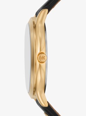 Slim Runway Gold-Tone and Leather Watch image number 1