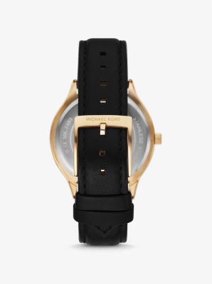 Slim Runway Gold-Tone and Leather Watch image number 2