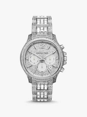 Limited-Edition Oversized Sage Pavé Silver-Tone Watch