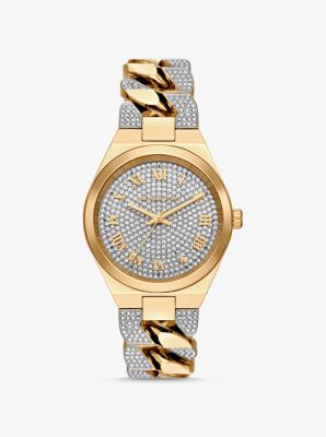 Lennox Pavé Gold-Tone Curb-Link Watch image number 0