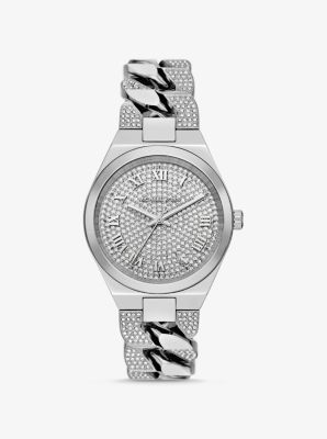 Lennox Pavé Silver-Tone Curb-Link Watch image number 0