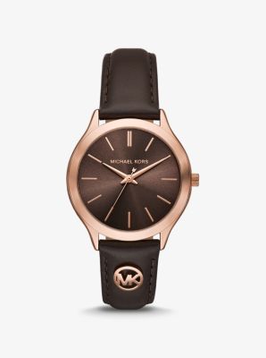 Slim Runway Rose Gold-Tone and Leather Watch image number 0