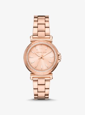 Reloj Maren mini en tono dorado rosa con incrustaciones image number 0