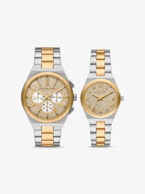 Lennox His and Hers Pavé Two-Tone Watch Set