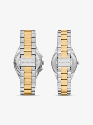 Lennox His and Hers Pave Two Tone Watch Set Michael Kors