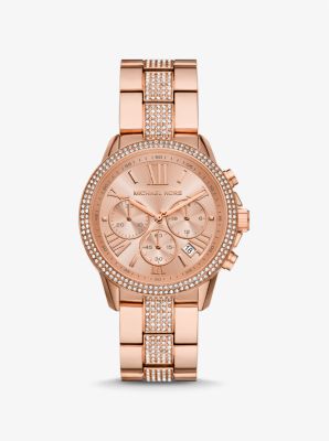 Oversized Brynn Pave Rose Gold Tone Watch