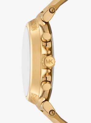 Oversized Maren Gold-Tone and Metallic Crocodile Embossed Leather Watch