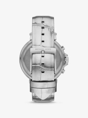 Maren Silver-Tone and Crocodile Embossed Leather Watch image number 2