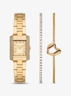 Mini Emery Pavé Gold-Tone Watch and Bracelet Gift Set image number 0