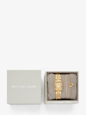 Mini Emery Pavé Gold-Tone Watch and Bracelet Gift Set image number 3