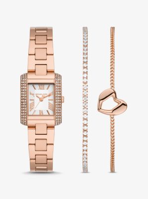 Mini Emery Pavé Rose Gold-Tone Watch and Bracelet Gift Set image number 0