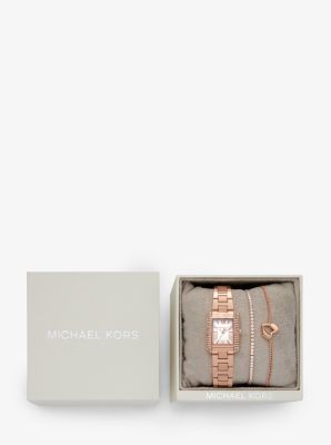 Mini Emery Pavé Rose Gold-Tone Watch and Bracelet Gift Set