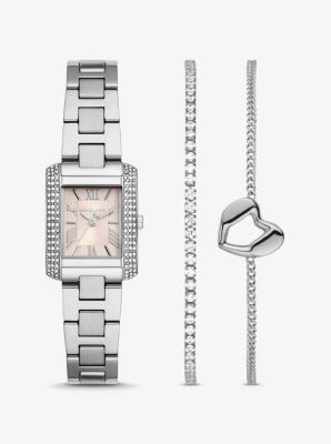 Mini Emery Silver-Tone Watch and Bracelet Gift Set image number 0