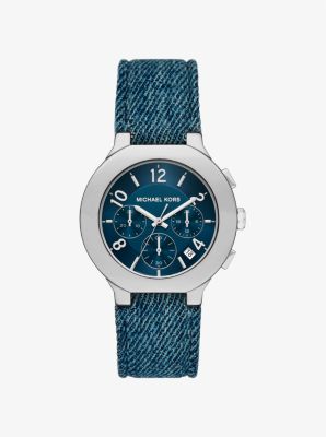 Oversized Gramercy Silver-Tone Denim Watch image number 0