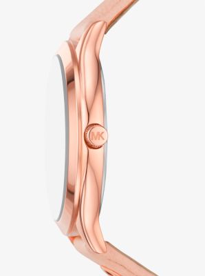 Slim Runway Rose Gold-Tone and Leather Watch