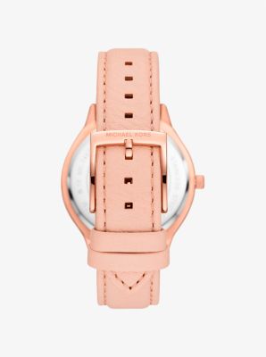Slim Runway Rose Gold-Tone and Leather Watch