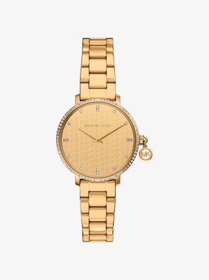 Mini Pyper Pav&eacute; Gold-Tone Watch