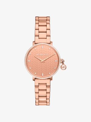 MK Mini-Armbanduhr Pyper Im Rosé-Goldton Mit Pavé - Rosé-Goldton