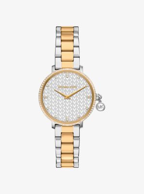 MK Zweifarbige Mini-Armbanduhr Pyper Mit Pavé - Silberton