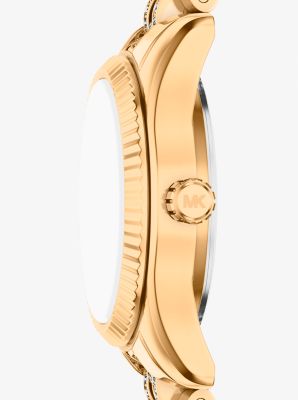 Petite Lexington Pav&eacute; Gold-Tone Watch