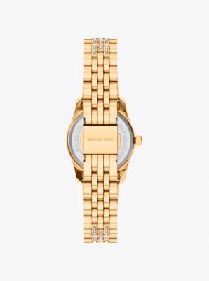 Petite Lexington Pav&eacute; Gold-Tone Watch