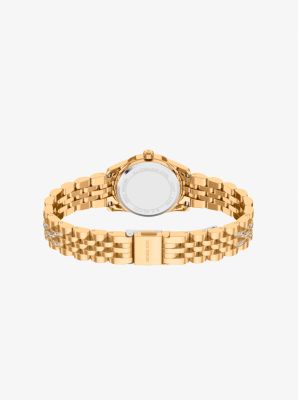 Petite Lexington Pav&eacute; Gold-Tone Watch