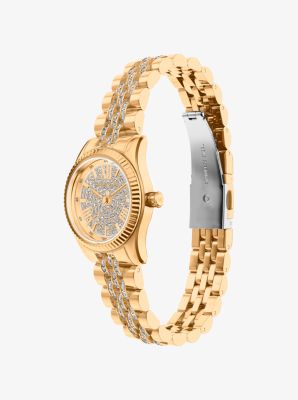 Petite Lexington Pav&eacute; Gold-Tone Watch