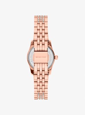 Petite Lexington Pav&eacute; Rose Gold-Tone Watch