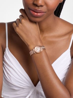 Petite Lexington Pav&eacute; Rose Gold-Tone Watch