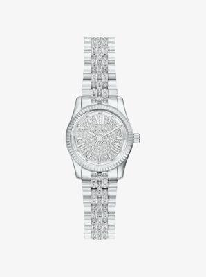 Petite Lexington Pav&eacute; Silver-Tone Watch