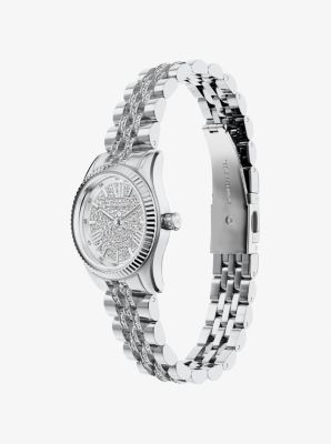 Petite Lexington Pav&eacute; Silver-Tone Watch