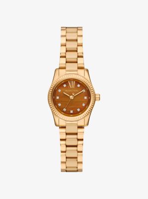 Petite Lexington Pav&eacute; Gold-Tone Watch