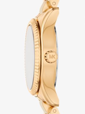 Petite Lexington Pav&eacute; Gold-Tone Watch