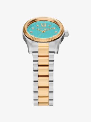 Petite Lexington Pav&eacute; Two-Tone Watch in DEUX TONS | Michael Kors