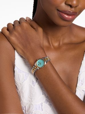 Petite Lexington Pav&eacute; Two-Tone Watch in DEUX TONS | Michael Kors