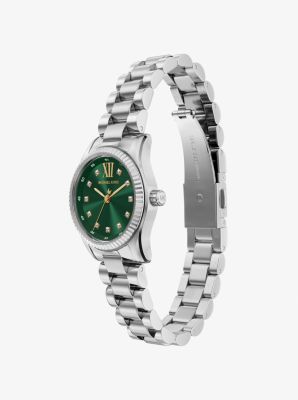 Petite Lexington Pav&eacute; Silver-Tone Watch