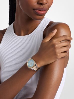 Bryant Pav&eacute; Two-Tone Watch in BITONO | Michael Kors