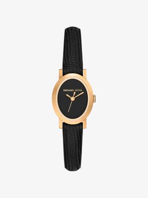 Petite Maude Gold-Tone and Lizard Embossed Leather Watch